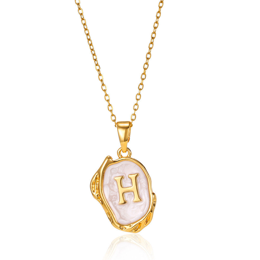 Alphabet Elegance: Simple Three-Dimensional Drop Oil Necklace with 26 Letters