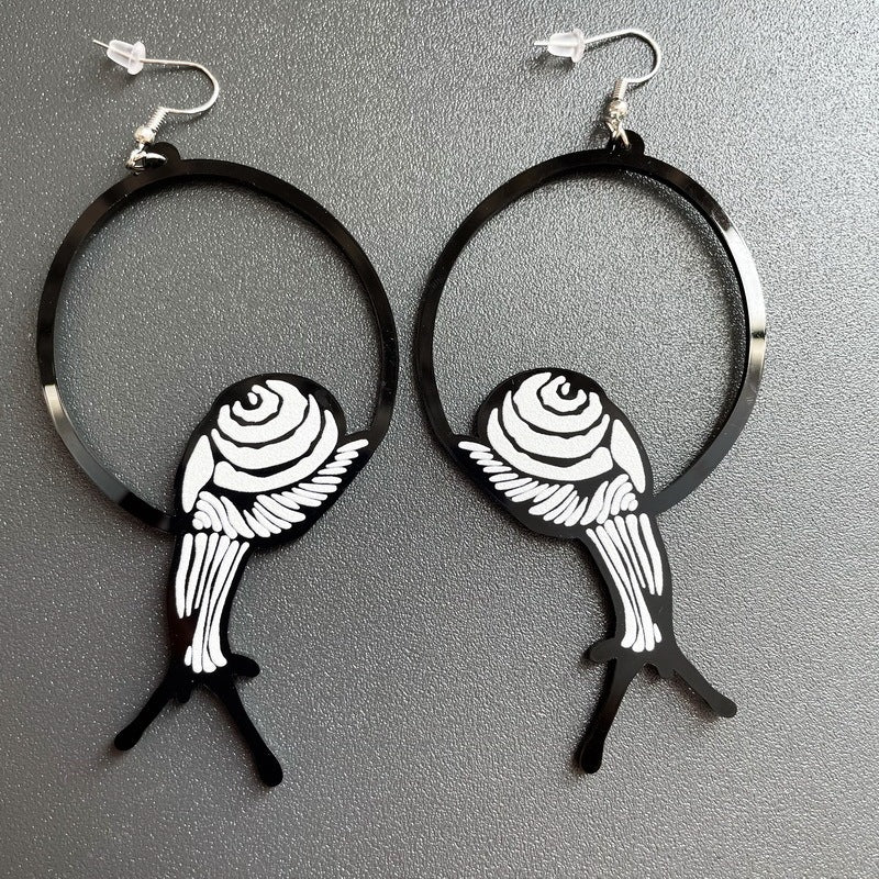 Whimsical Creatures: Acrylic Dangle Earrings in Asymmetric Black