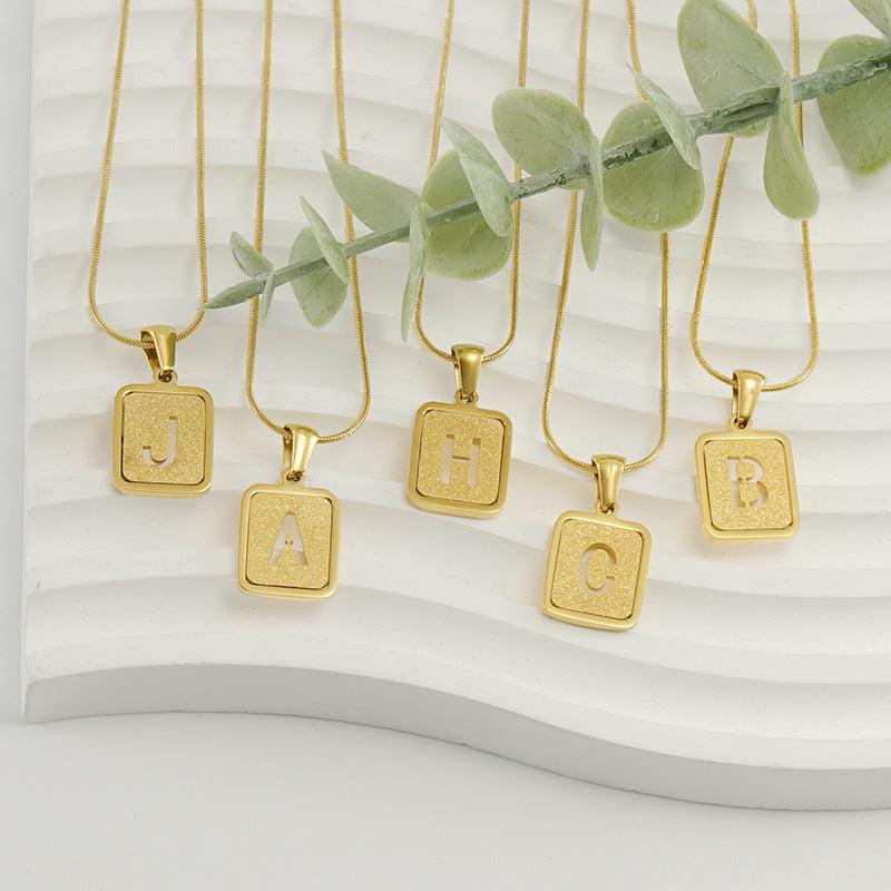 Chic Alpha: Hollow Out Square 18K Alphabet Necklace