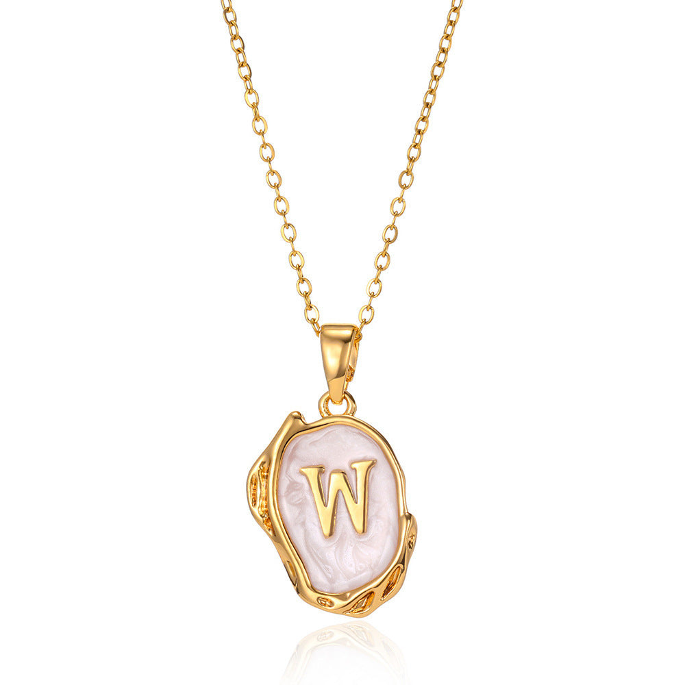 Alphabet Elegance: Simple Three-Dimensional Drop Oil Necklace with 26 Letters