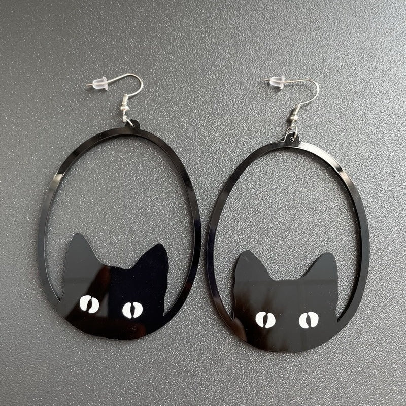 Whimsical Creatures: Acrylic Dangle Earrings in Asymmetric Black