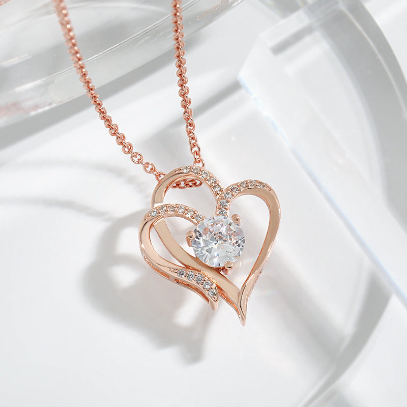 Double Love: Personalized Heart-Shaped Zircon Necklace