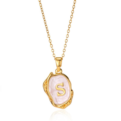 Alphabet Elegance: Simple Three-Dimensional Drop Oil Necklace with 26 Letters