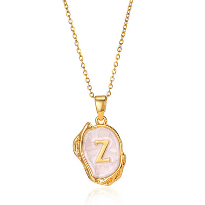 Alphabet Elegance: Simple Three-Dimensional Drop Oil Necklace with 26 Letters