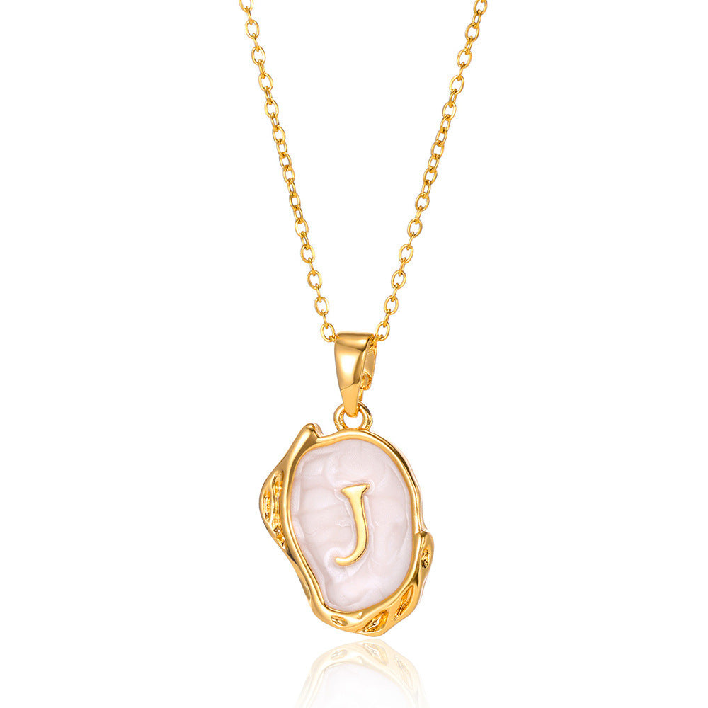 Alphabet Elegance: Simple Three-Dimensional Drop Oil Necklace with 26 Letters