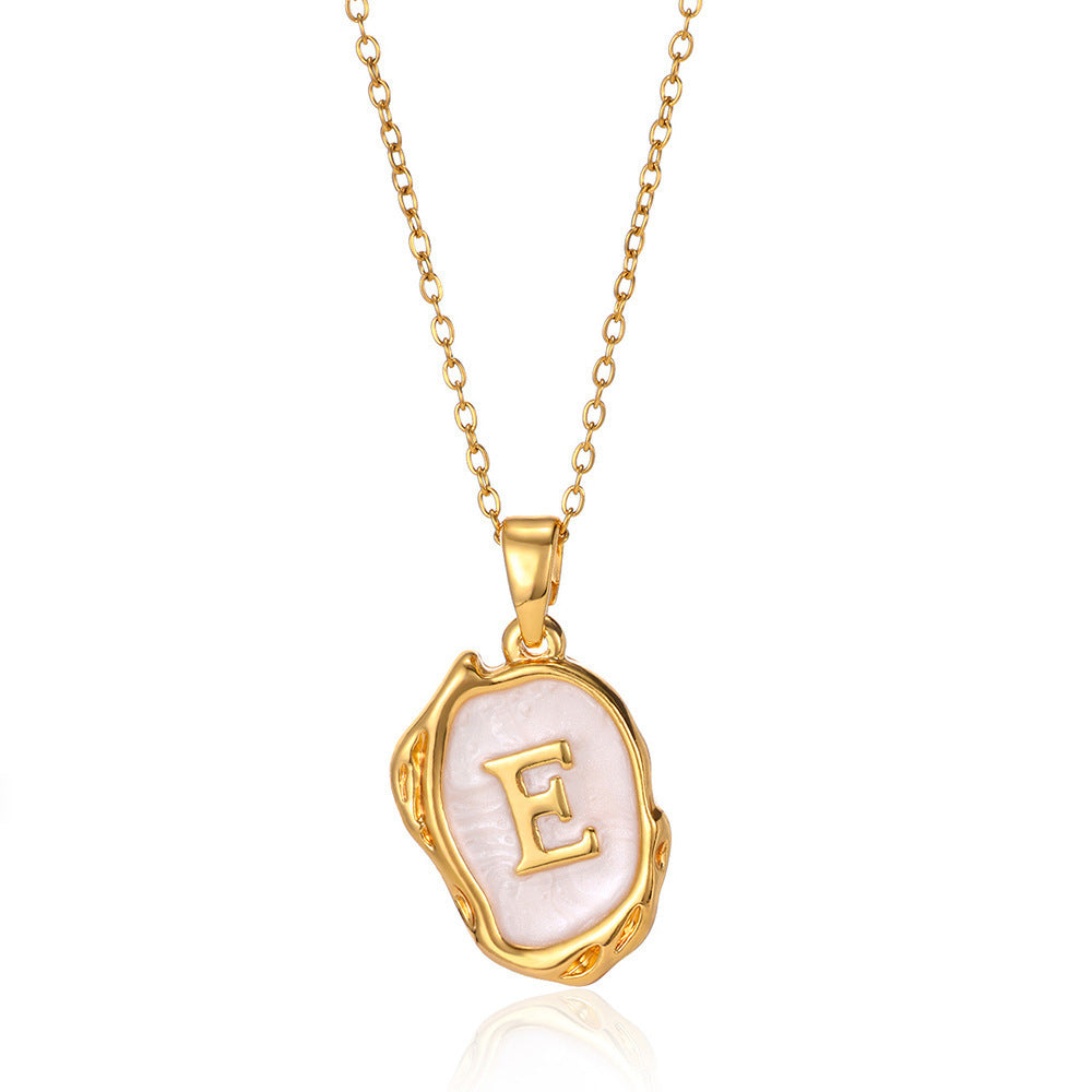 Alphabet Elegance: Simple Three-Dimensional Drop Oil Necklace with 26 Letters