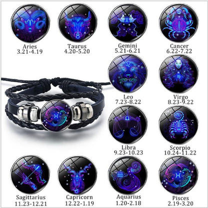 Celestial Weave: Zodiac Constellation Braided Bracelet for Men, Women, and Kids