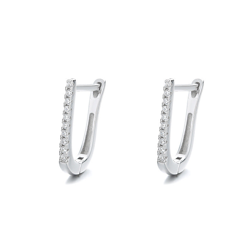 Sleek Sophistication: 925 Sterling Silver Geometric U-shaped Earrings