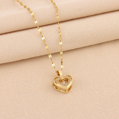 Symbolic Affection: Double-Layer Smart Love Pendant Titanium Steel Necklace