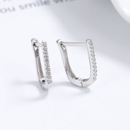 Sleek Sophistication: 925 Sterling Silver Geometric U-shaped Earrings