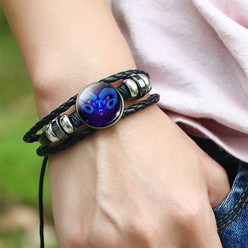 Celestial Weave: Zodiac Constellation Braided Bracelet for Men, Women, and Kids