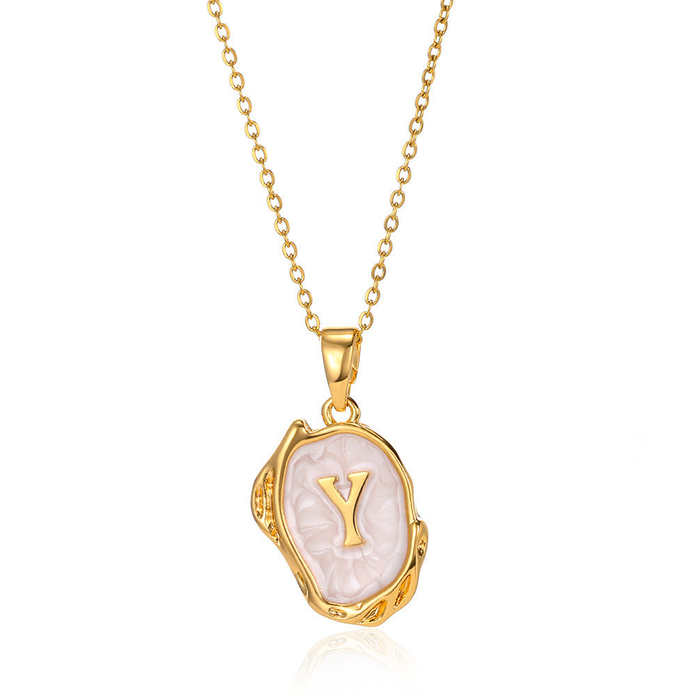 Alphabet Elegance: Simple Three-Dimensional Drop Oil Necklace with 26 Letters