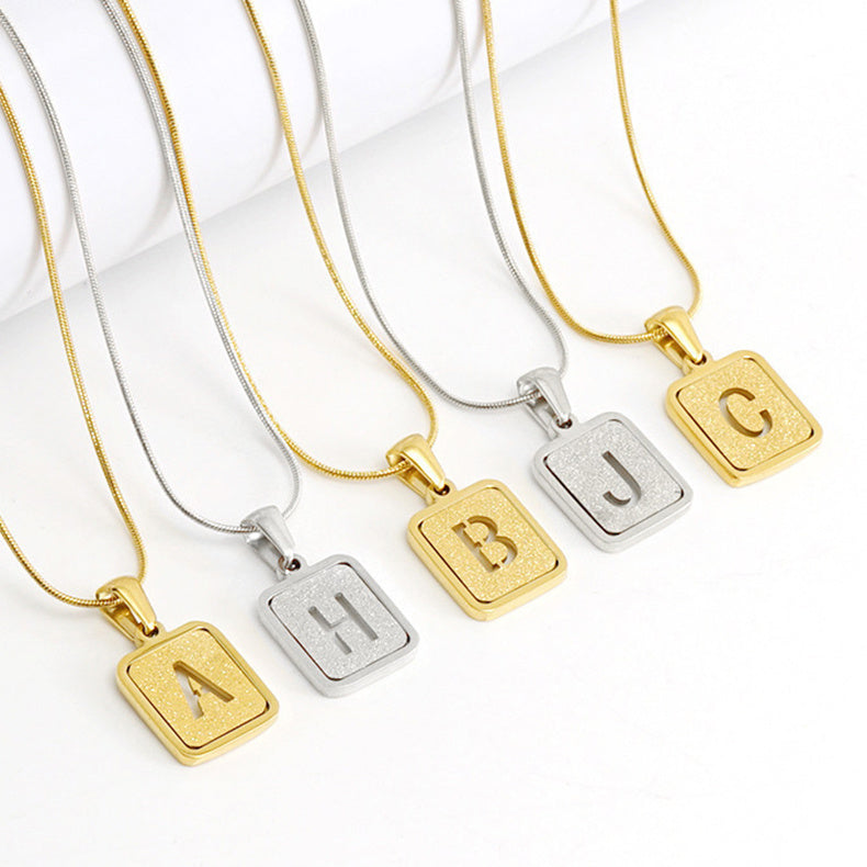 Chic Alpha: Hollow Out Square 18K Alphabet Necklace