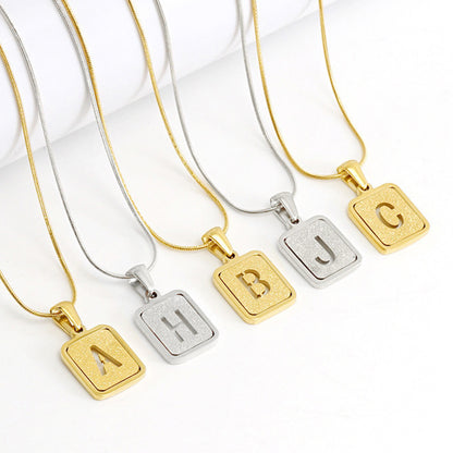 Chic Alpha: Hollow Out Square 18K Alphabet Necklace