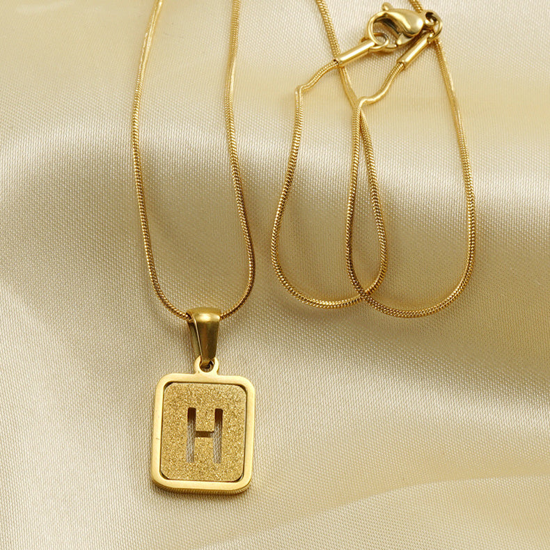 Chic Alpha: Hollow Out Square 18K Alphabet Necklace