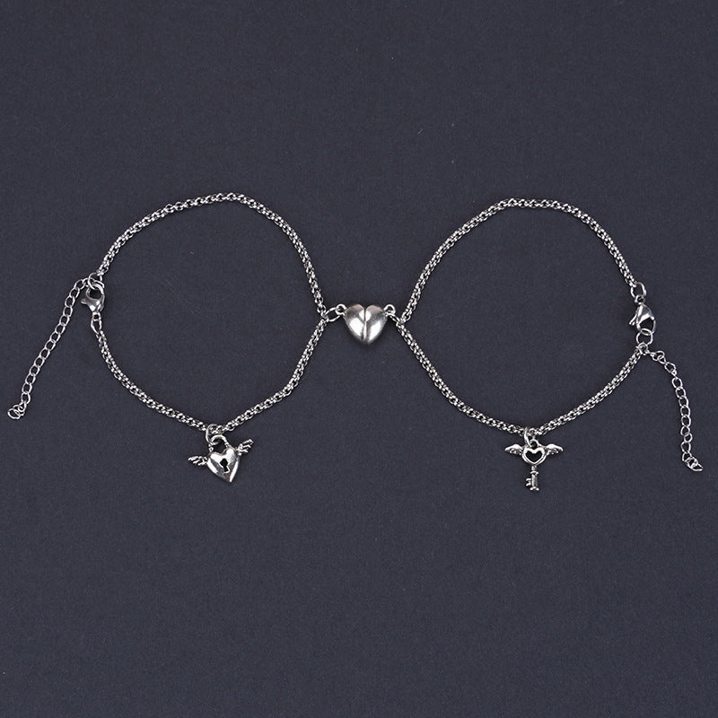 Heart Lock Unity: Couple Combination Bracelet