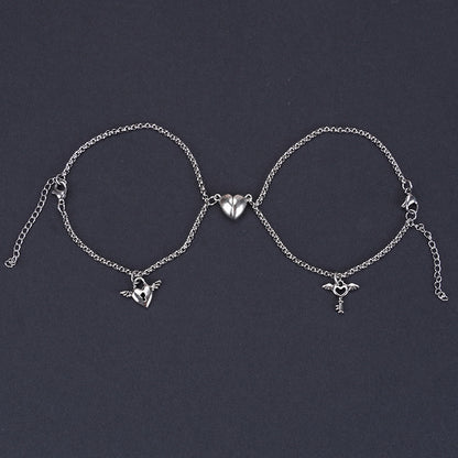 Heart Lock Unity: Couple Combination Bracelet