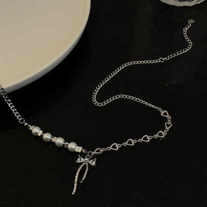 Special-interest Design Bow Pearl Necklace