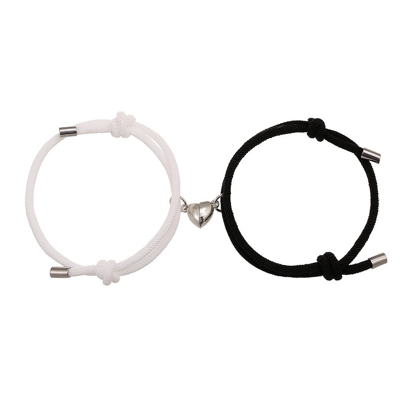 Magnetic Bond: Alloy Love Magnet Suction Couple Bracelet