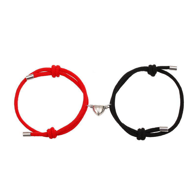 Magnetic Bond: Alloy Love Magnet Suction Couple Bracelet