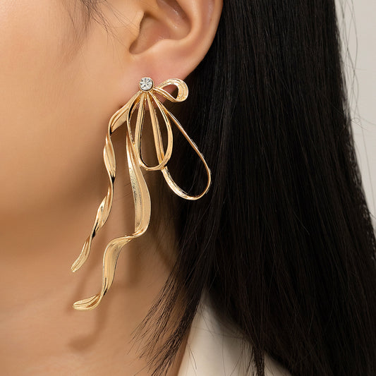 Bold Elegance: Irregular Large Bow Tassel Earrings for Women