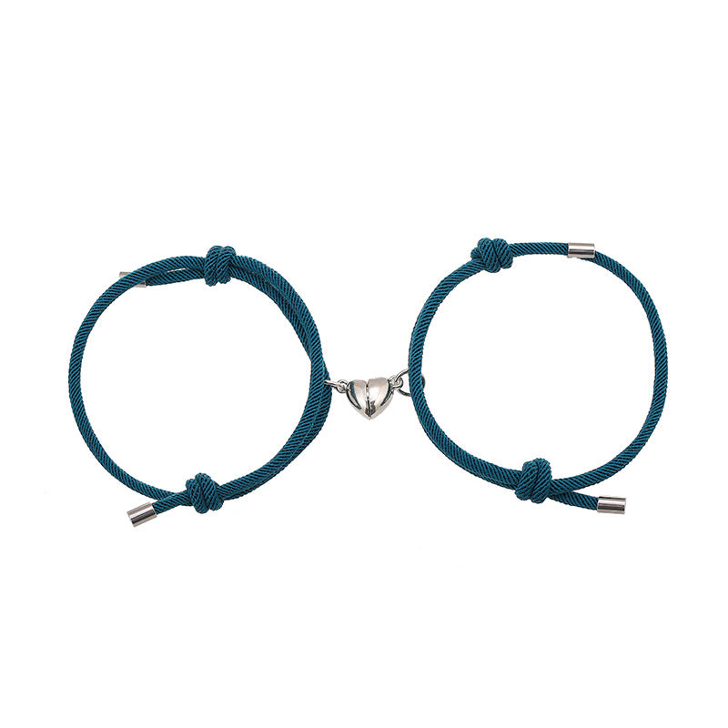 Magnetic Bond: Alloy Love Magnet Suction Couple Bracelet