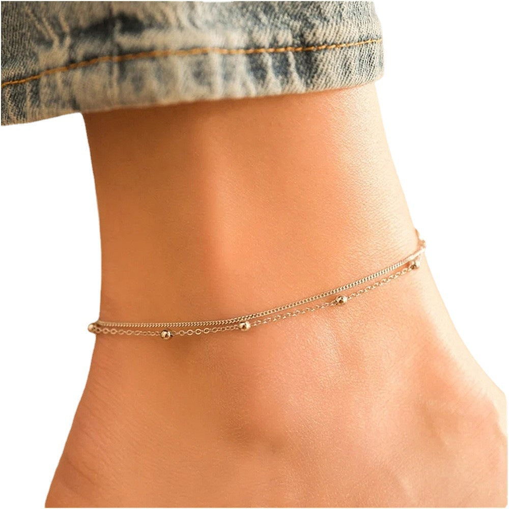 Chic Simplicity: Double Layer Copper Bead Anklet