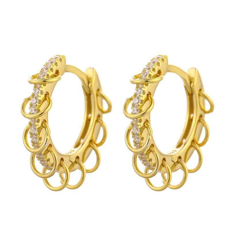 Dazzling Charm: Korean-Inspired Gold-Plated Earrings with Embedded Diamonds