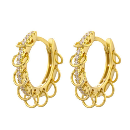 Dazzling Charm: Korean-Inspired Gold-Plated Earrings with Embedded Diamonds