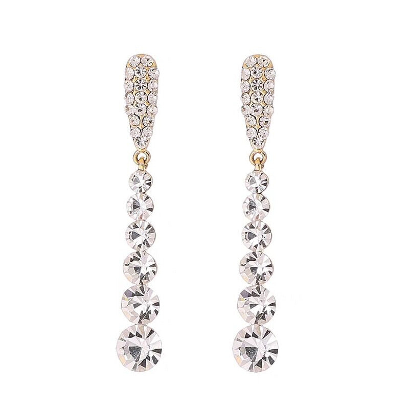 Lustrous Threads: High-Grade Long Rhinestone Tassel Earrings with Sterling Silver Needle