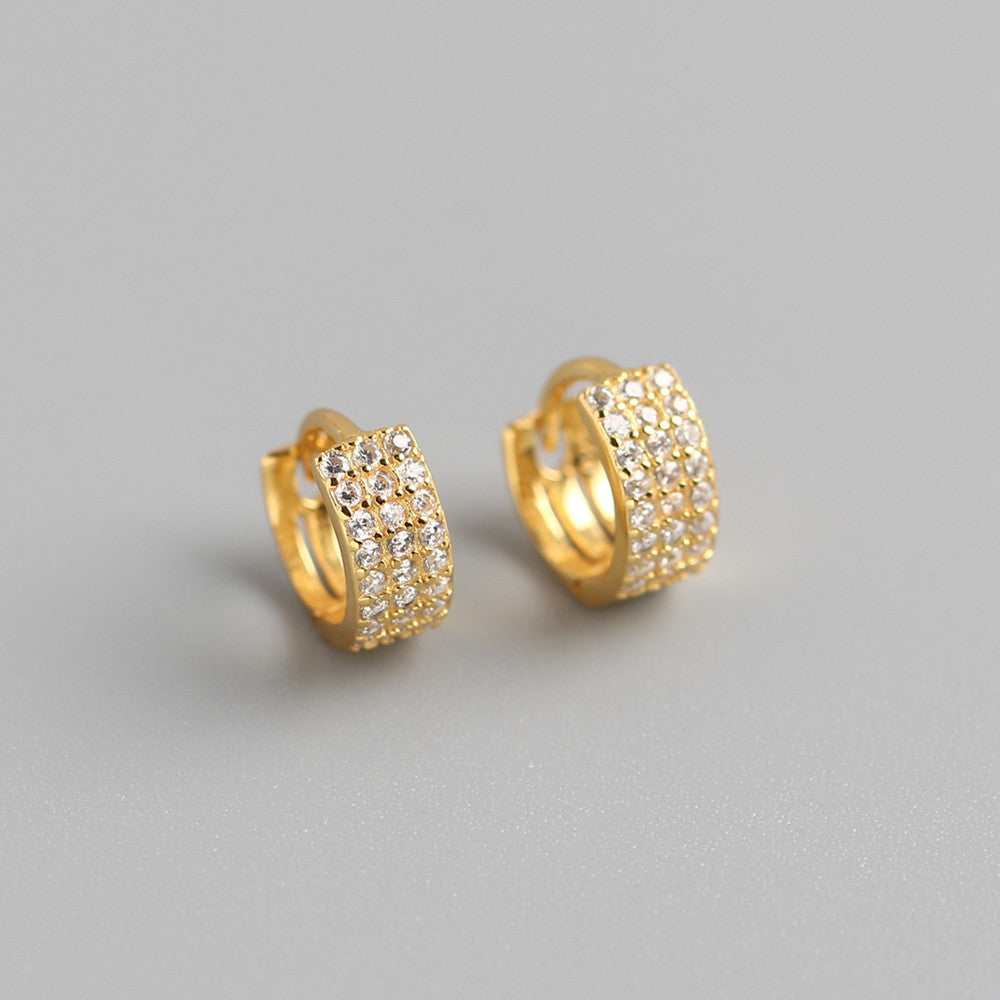 Dazzling Charm: Korean-Inspired Gold-Plated Earrings with Embedded Diamonds