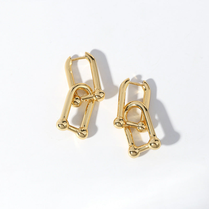 Dazzling Charm: Korean-Inspired Gold-Plated Earrings with Embedded Diamonds