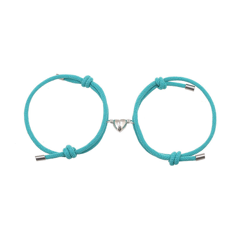 Magnetic Bond: Alloy Love Magnet Suction Couple Bracelet