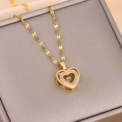 Symbolic Affection: Double-Layer Smart Love Pendant Titanium Steel Necklace