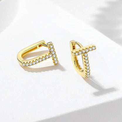 Dazzling Charm: Korean-Inspired Gold-Plated Earrings with Embedded Diamonds