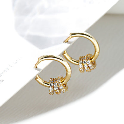 Dazzling Charm: Korean-Inspired Gold-Plated Earrings with Embedded Diamonds