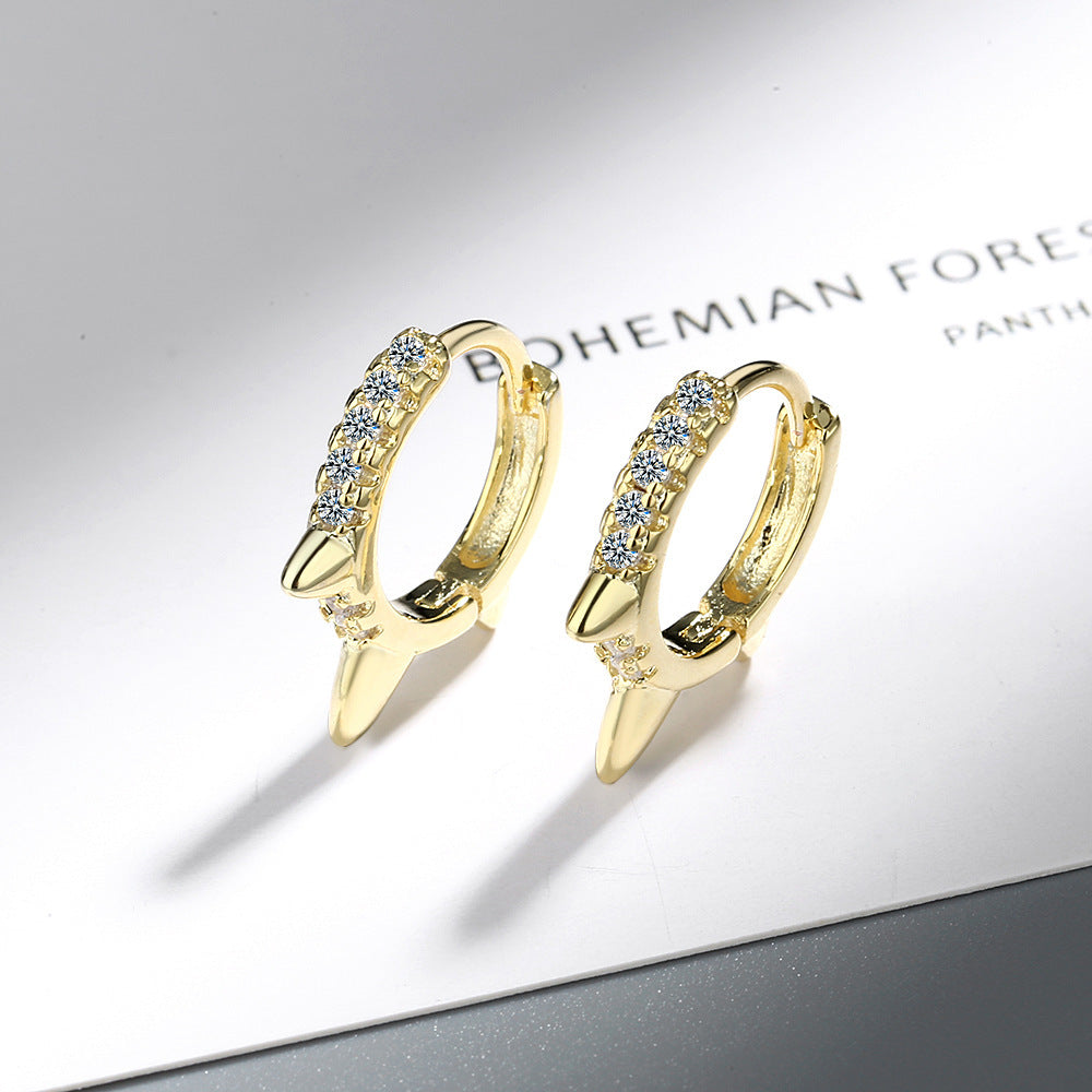 Dazzling Charm: Korean-Inspired Gold-Plated Earrings with Embedded Diamonds