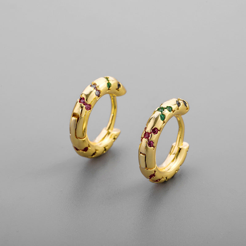 Dazzling Charm: Korean-Inspired Gold-Plated Earrings with Embedded Diamonds