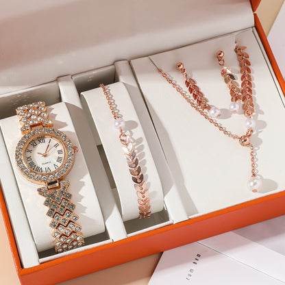 Radiant Elegance: Luxury Rhinestone Quartz Bracelet Watch - A Timepiece of Opulence for Women