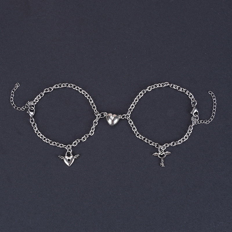 Heart Lock Unity: Couple Combination Bracelet