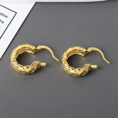 Dazzling Charm: Korean-Inspired Gold-Plated Earrings with Embedded Diamonds