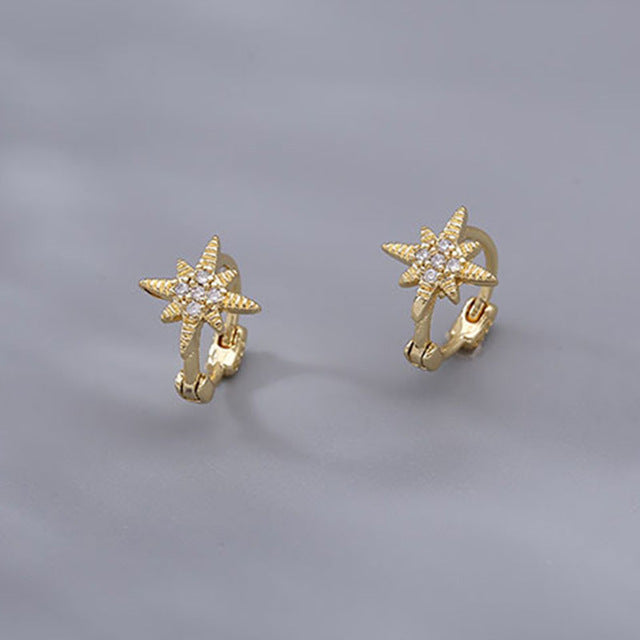 Dazzling Charm: Korean-Inspired Gold-Plated Earrings with Embedded Diamonds