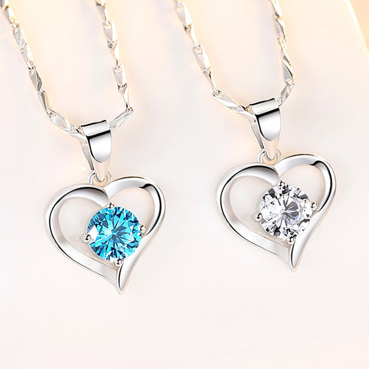 Endless Affection: S999 Sterling Silver Heart-Shaped Pendant Necklace