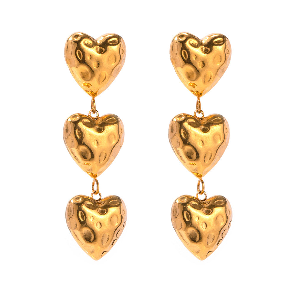 Baroque Romance: Retro Asymmetric Love Heart Ear Studs