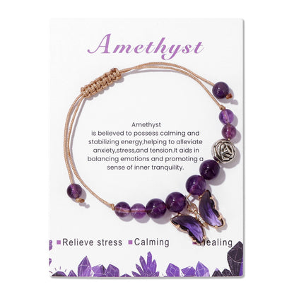 Lavender Luster: Women's Natural Amethyst Stone Bracelet