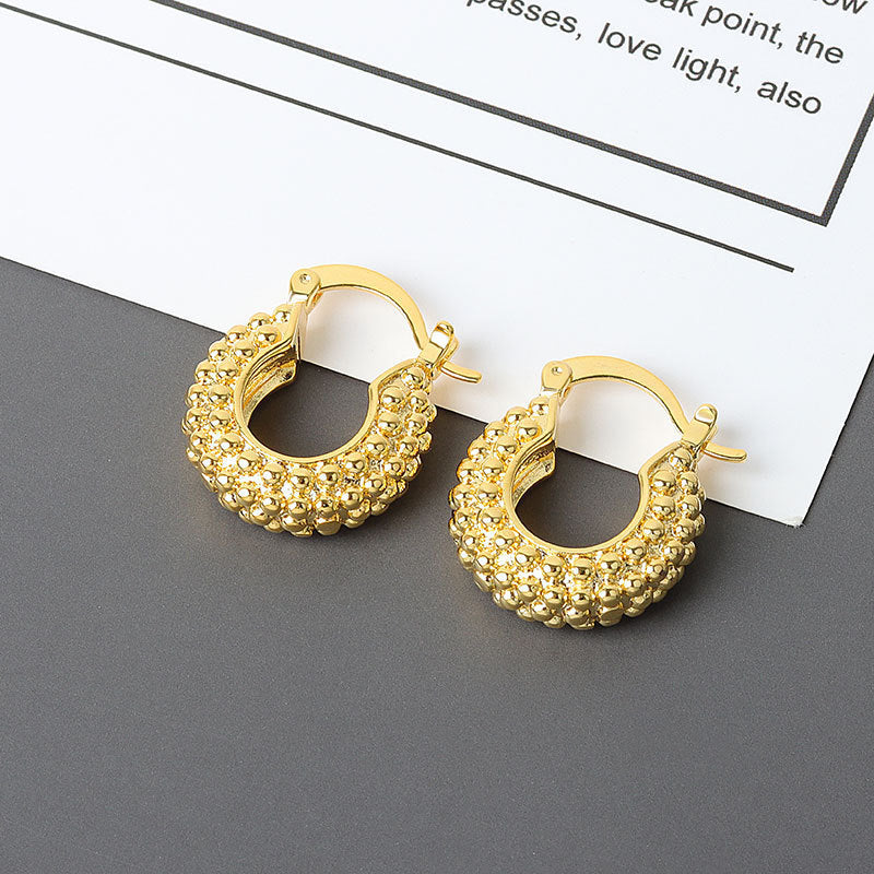 Dazzling Charm: Korean-Inspired Gold-Plated Earrings with Embedded Diamonds