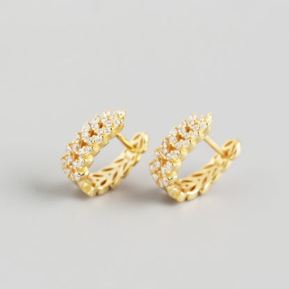 Dazzling Charm: Korean-Inspired Gold-Plated Earrings with Embedded Diamonds