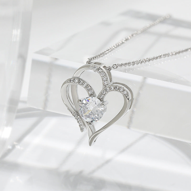 Double Love: Personalized Heart-Shaped Zircon Necklace