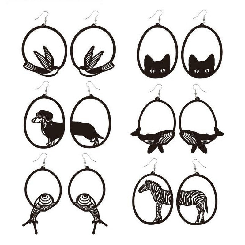 Whimsical Creatures: Acrylic Dangle Earrings in Asymmetric Black