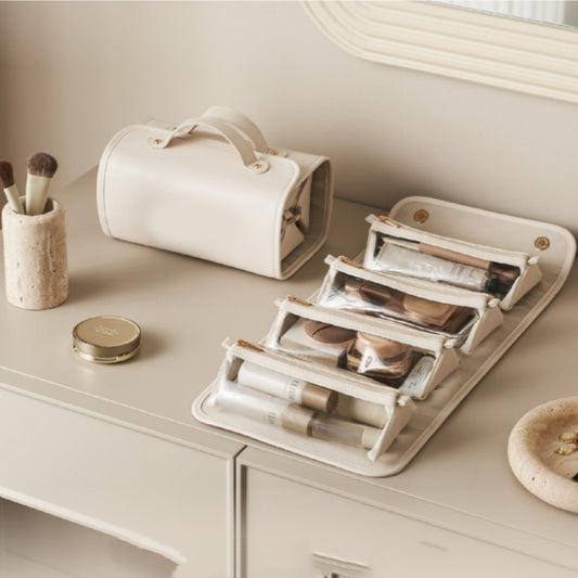 Flexi Glam: Foldable Cosmetic Bag with Removable Compartments & Ample Space